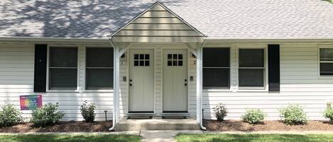 front doors of Cottage 1 (left) and Cottage 2 (right)