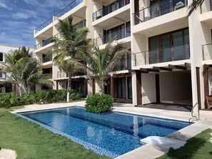 Pool and front of the building