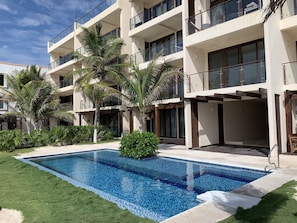 Pool and front of the building