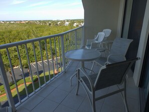 Seating with a view on the balcony