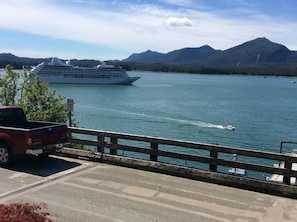 Cruise ship leaving after her port of call Ketchikan.