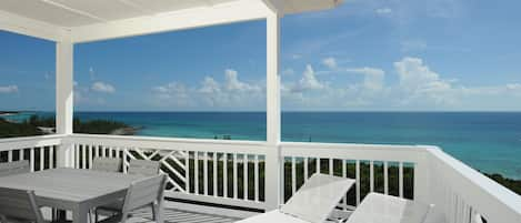 View from the west deck, facing the sunset. Deck has covered and open areas.