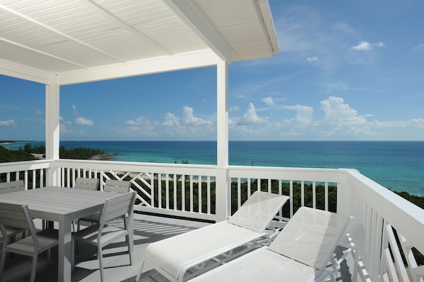 View from the west deck, facing the sunset. Deck has covered and open areas.