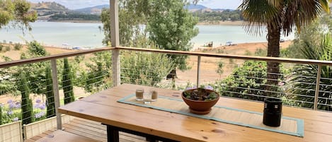 View from large verandah overlooking the lake and the Bonnie Doon bridges. 