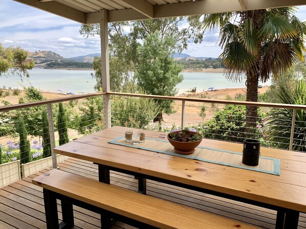 View from large verandah overlooking the lake and the Bonnie Doon bridges. 