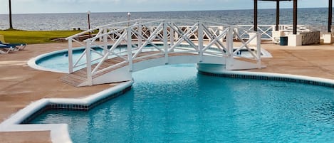 Swimming pool with view of Caribbean Sea