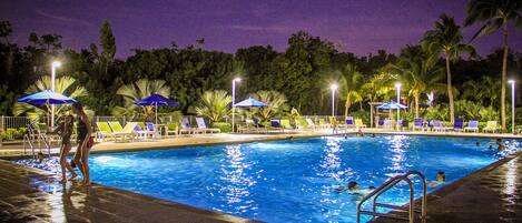 Pool is heated and open during the evenings.  