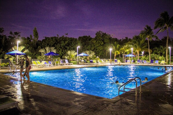 Pool is heated and open during the evenings.  