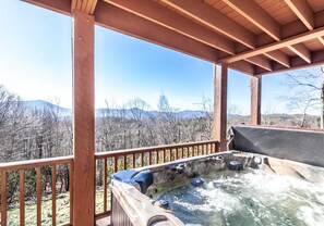 Hot Tub with Mountain Views on Lower Rear Deck off of Game Room