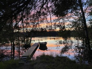 Our view from the cabin porch - enjoying the beautiful sunset.