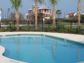 Pool with Bath House close to our Beach Home