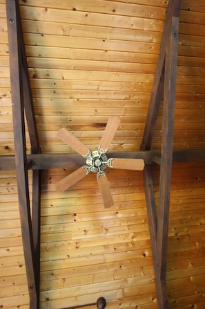 Cathedral Ceiling in Knotty Pine at Le Chalet Montreuil