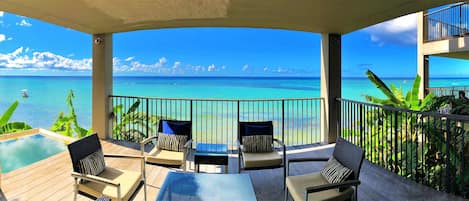 Patio with sea view.