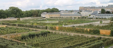 Stunning views of the potager de Roi vegetable garden and castle