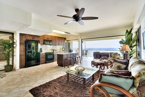 Kitchen and Great Room completely open to the "Ocean View"