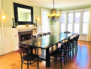 Dining room with flat screen tv and seating for 14!