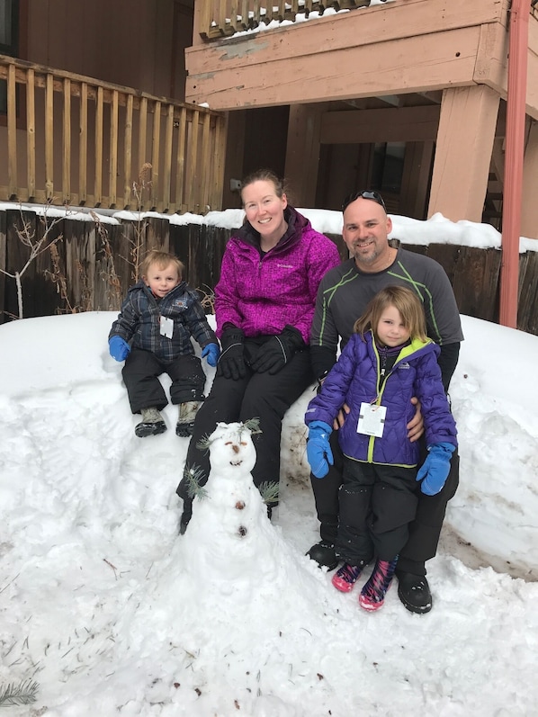 Fun in the snow right outside the Condo