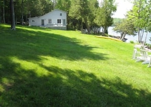 Maine house front yard and Lake House