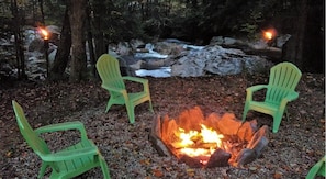 Firepit overlooking our stream.