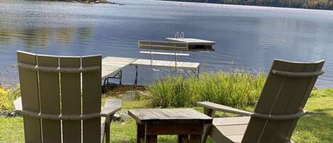 You've got a front row seat! Keep an eye on swimmers, enjoy the antics of diving loons, take in fall colors, or perhaps spot a bald eagle soaring above.