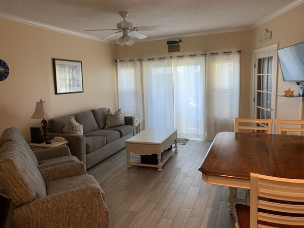 Living room and dining area