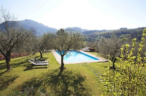 Private swimming pool, sun loungers & olive trees, panoramic 360 views