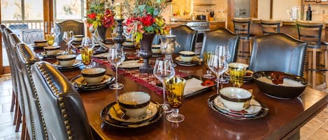 Grand dining experience with elegant china and glassware.