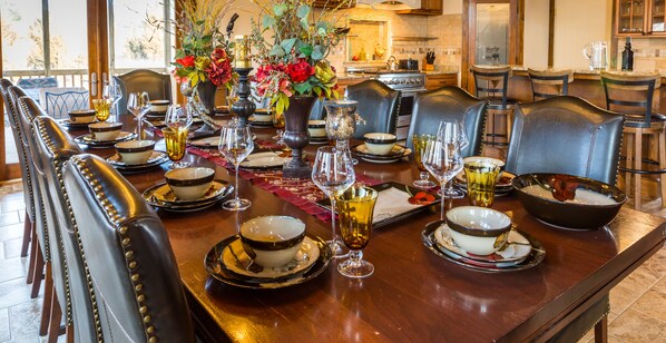 Grand dining experience with elegant china and glassware.