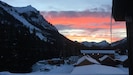 Spectacular sunsets from the deck, with views of Barronette Peak in Yellowstone.