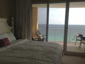 Master bedroom, nice view and access to the balcony. blackout curtain