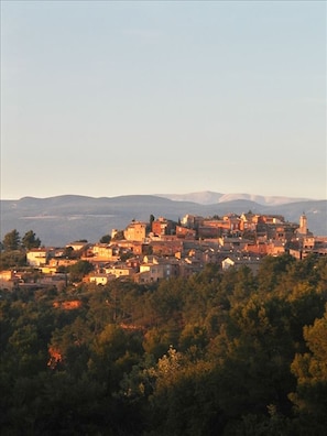 Roussillon, with Mont Ventoux in the background. Our house is in the middle.