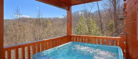 Private hot tub with Smoky Mountain views