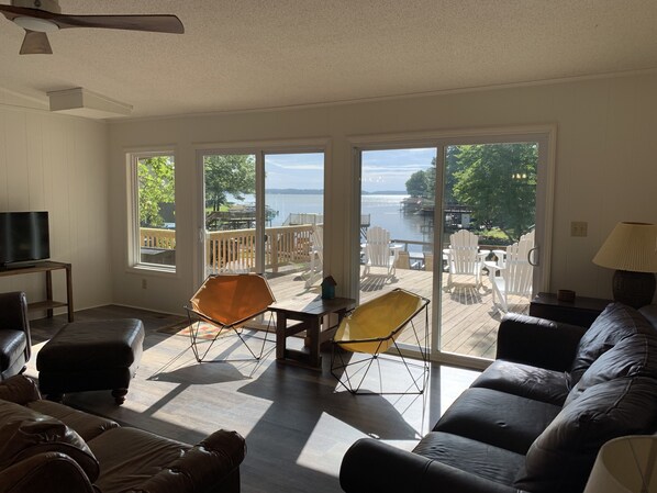 View out of Living Room to Main Lake. 