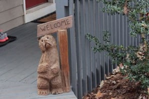 Benny the bear welcomes you.