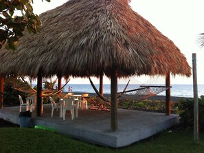 A hut with hammocks and beach chairs, is the perfect place to relax and read...