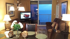 The sunset view of the Gulf from this gorgeous beachfront condo.