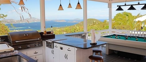 Spectacular views from the outdoor kitchen / billiard porch