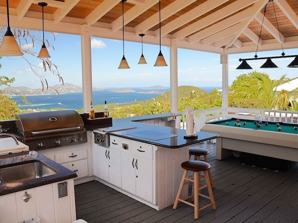 Spectacular views from the outdoor kitchen / billiard porch