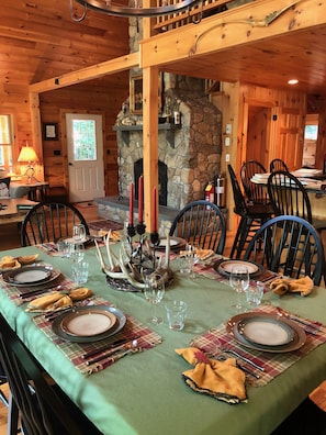 Dining room with view of kitchen and living area