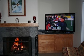 Watching the Sox on a 50" plasma while enjoying a fire!