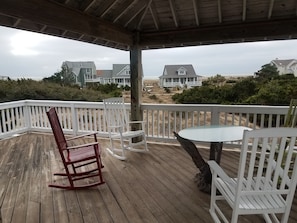 Elevated gazebo with water view; fantastic breezy place to watch the sunset