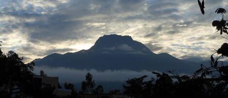 Morning view of Imbabara volcano from condo front window