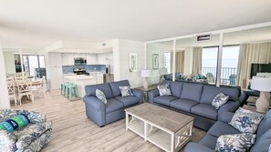 Open floor plan with most common area of any condo in PCB!