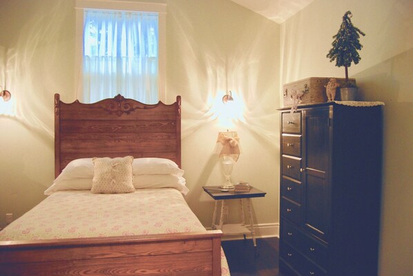 Bedroom with full size bed and private bath.  Walk-in closet for your clothes.