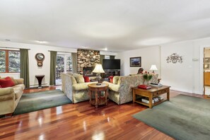 Den | Smart TV | Stone Fireplace