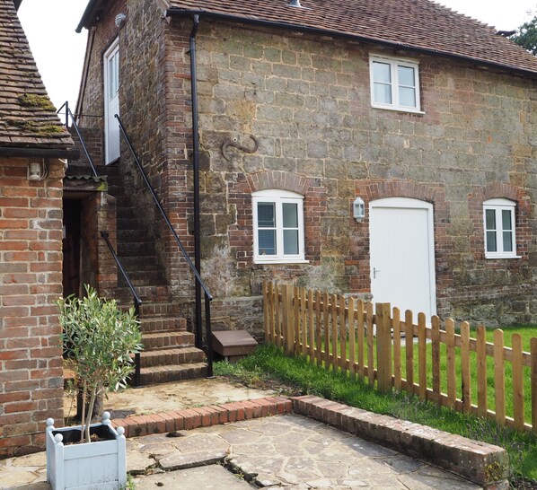 Hayloft steps to the front door.