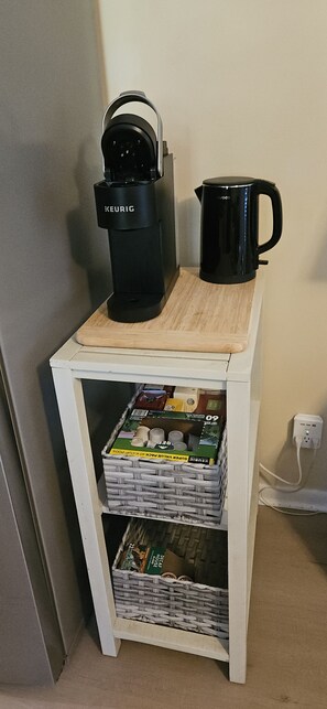 Keurig and kettle for your morning beverages.