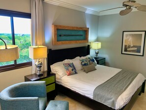 Spacious King Size bed and high quality bed linens.