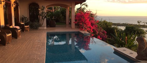 Villa front terrace. End of the day on the Terraba