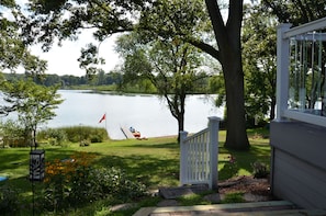 view of lake from back patio